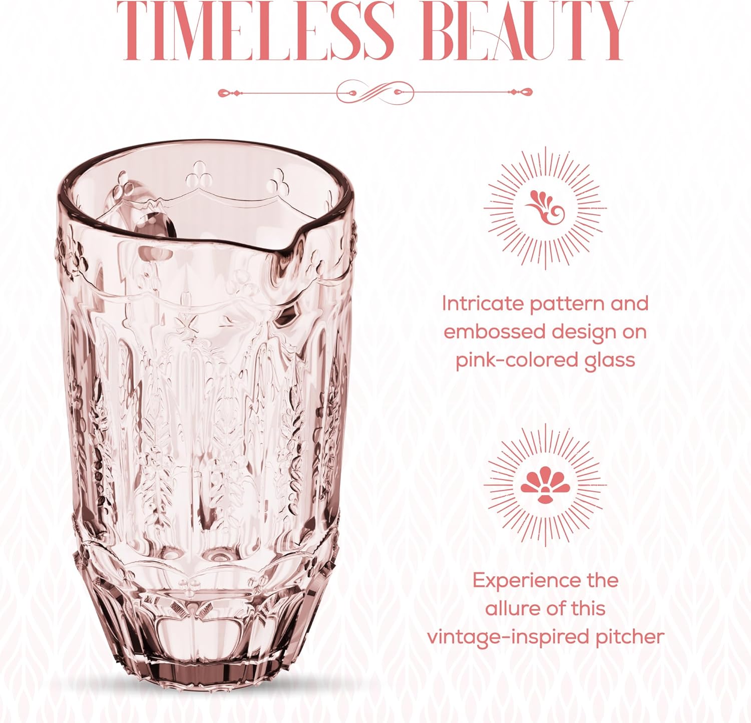 Vintage Glass Pitcher for Homemade Beverages | Classic Design for Water, Juice, Iced Tea & More