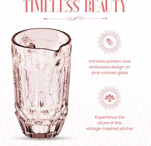 Vintage Glass Pitcher for Homemade Beverages | Classic Design for Water, Juice, Iced Tea & More